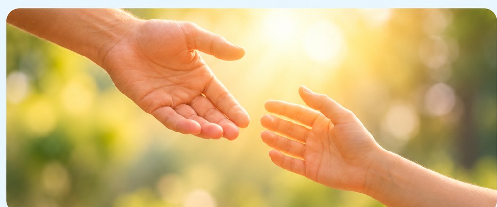Two hands offering help